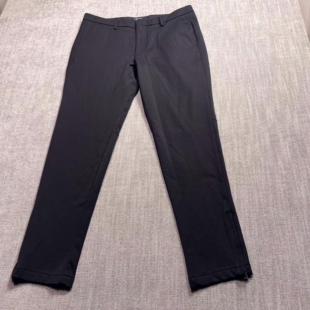 Boss Slim Fit Pants Mens 34R Black Italian Performance Zip Ankle Straight Chino